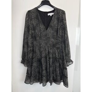 Emma & Michele Women's 16 Black Tiered Ruffle Fit & Flare Lined Shimmer Dress‎